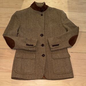 Lauren by Ralph Lauren Brown Herringbone Wool Blazer w  Size 6P (fits like a 4)